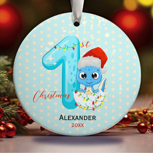 Cute baby first Christmas baby dinosaur  Ceramic Tree Decoration