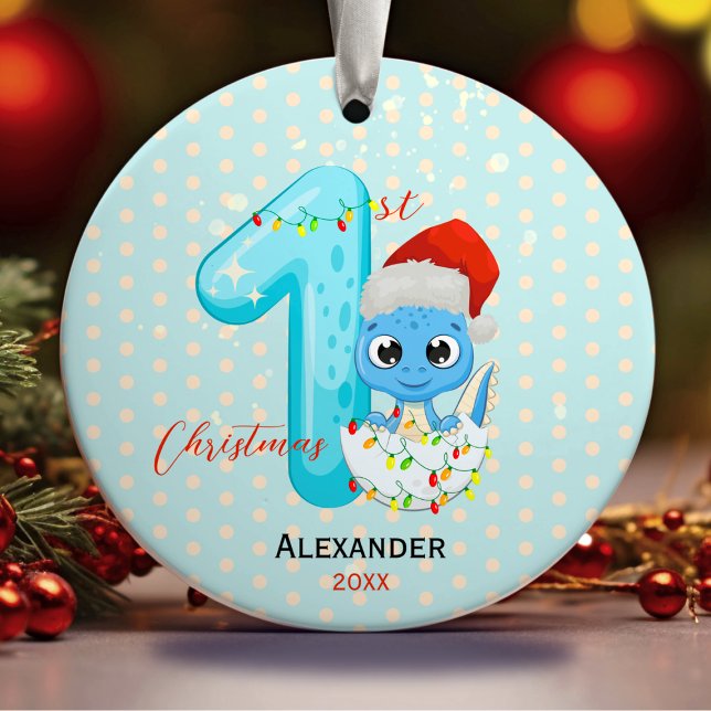Cute baby first Christmas baby dinosaur  Ceramic Tree Decoration (Creator Uploaded)