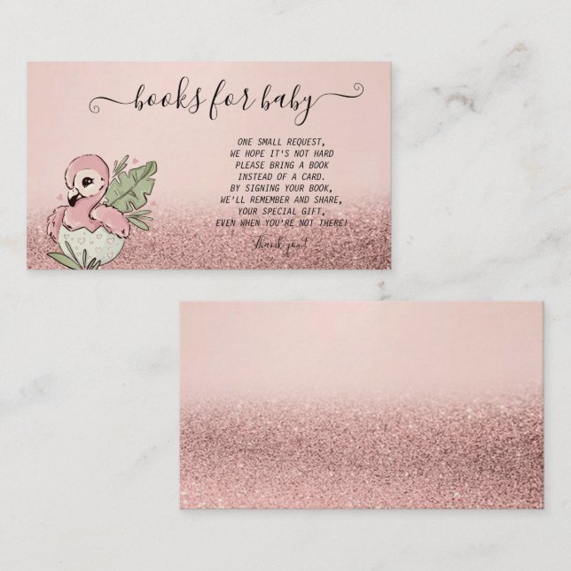 Cute Baby Flamingo Rose Gold Glitter  Enclosure Card (Front/Back)