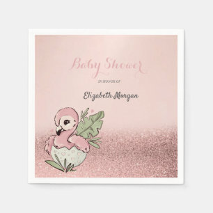 Cute Baby Flamingo Rose Gold Glitter  Napkin