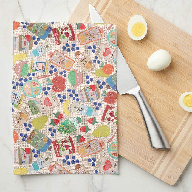 Cute Baby food  Tea Towel (Quarter Fold)