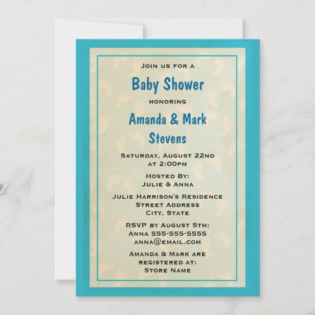 Cute baby Footprints Baby Shower Invitation (Front)