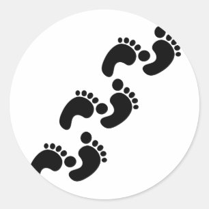 cute baby footprints classic round sticker