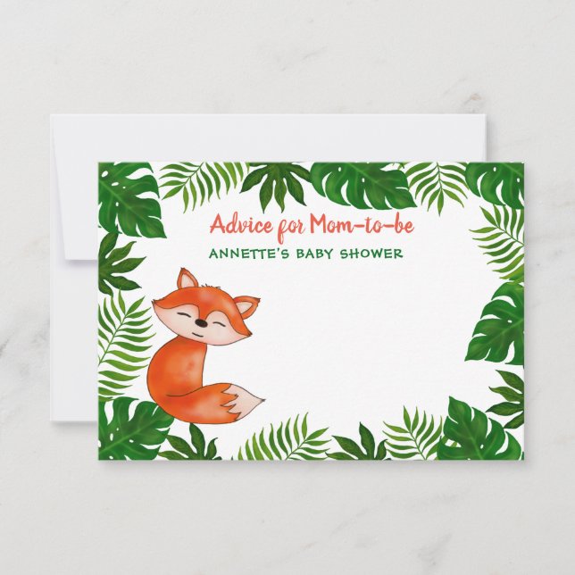 Cute Baby Fox | Baby Shower | Advice For Mum-To-Be Invitation (Front)