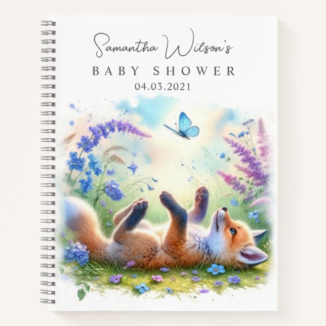 Cute Baby Fox Baby Shower Guest Book (Front)