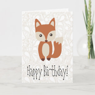 Cute Baby Fox Birthday Greeting Card