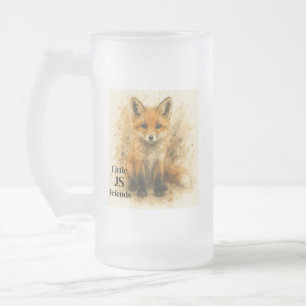Cute Baby Fox Black Boots White Tail Art Frosted Glass Beer Mug