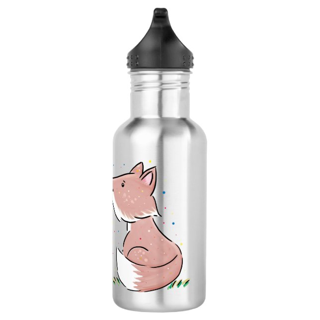 Cute baby fox cartoon illustration 532 ml water bottle (Right)