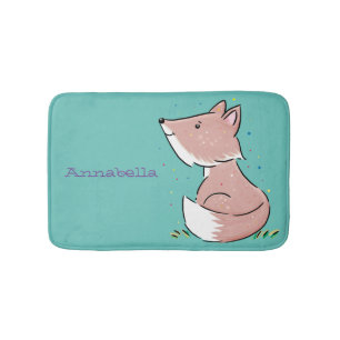 Cute baby fox cartoon illustration bath mat