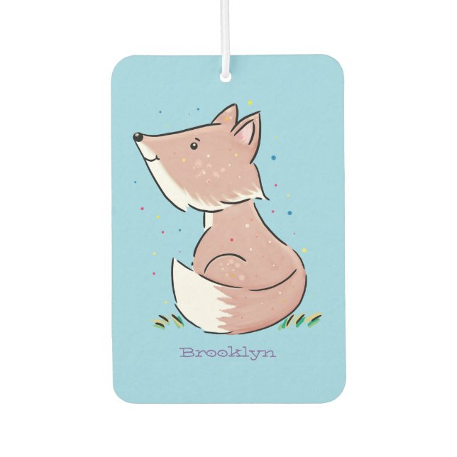 Cute baby fox cartoon illustration car air freshener (Front)