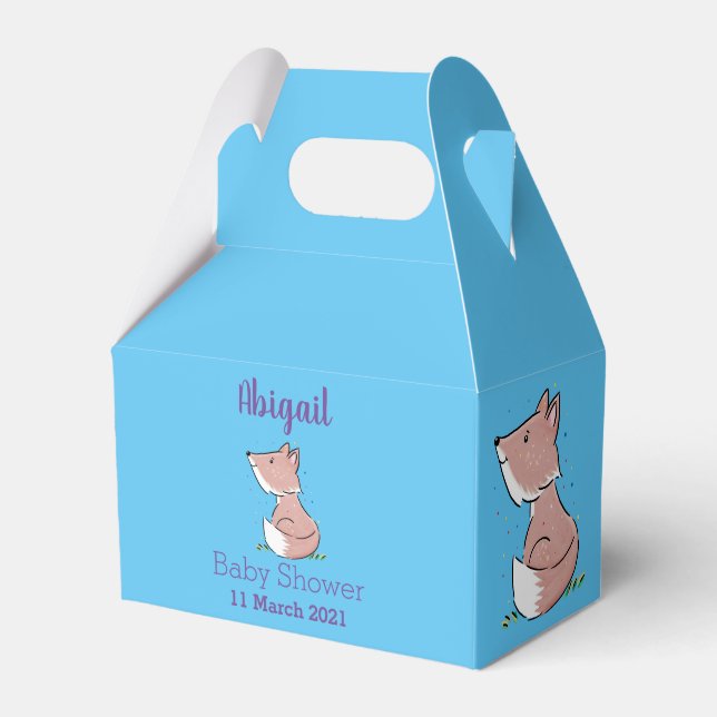 Cute baby fox cartoon illustration favour box (Front Side)