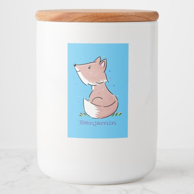 Cute baby fox cartoon illustration food label (Front)