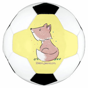 Cute baby fox cartoon illustration football