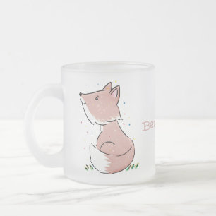 Cute baby fox cartoon illustration frosted glass coffee mug