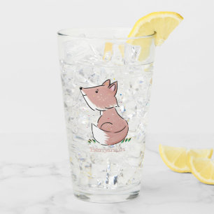 Cute baby fox cartoon illustration glass