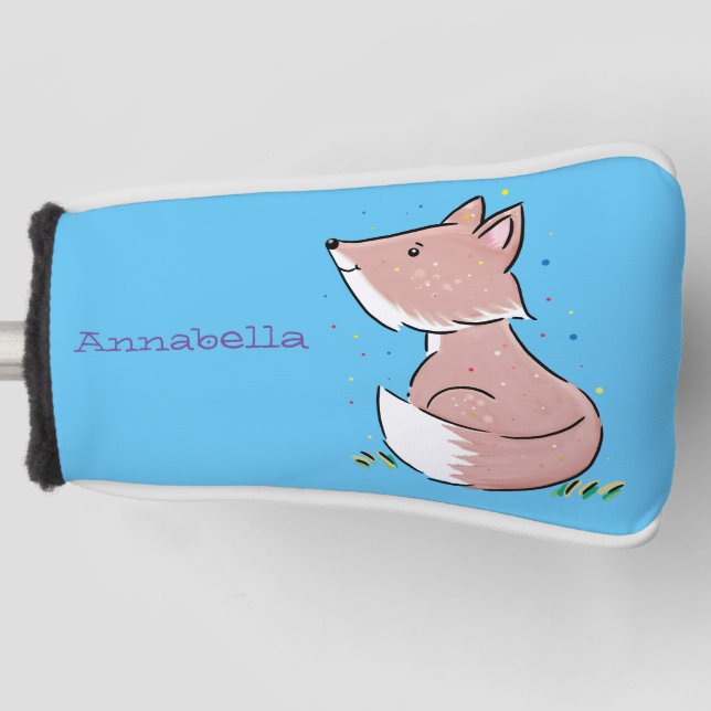Cute baby fox cartoon illustration golf head cover (Front)