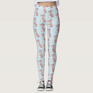 Cute baby fox cartoon illustration leggings