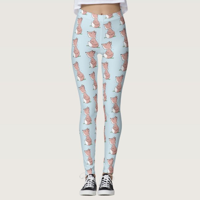 Cute baby fox cartoon illustration leggings (Front)
