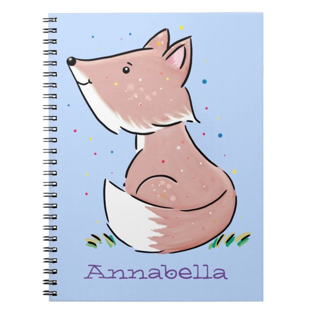 Cute baby fox cartoon illustration notebook (Front)
