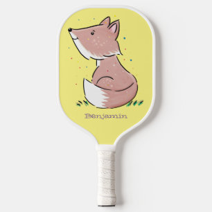 Cute baby fox cartoon illustration pickleball paddle