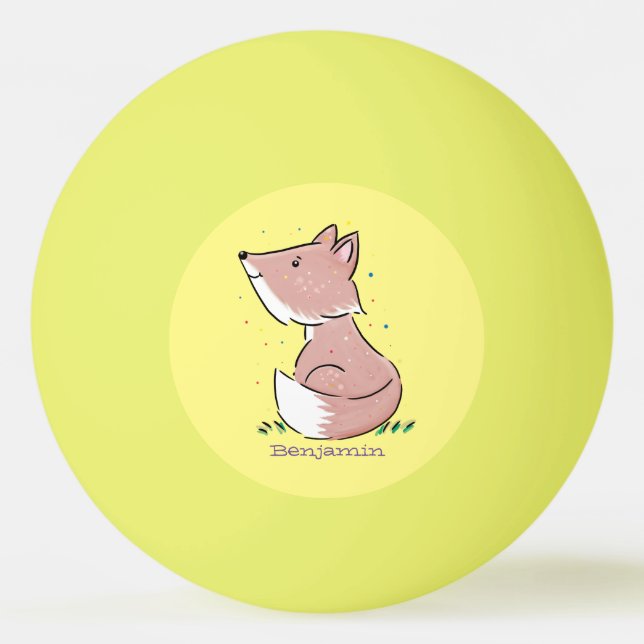 Cute baby fox cartoon illustration ping pong ball (Front)