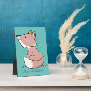 Cute baby fox cartoon illustration plaque