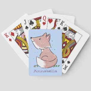 Cute baby fox cartoon illustration playing cards