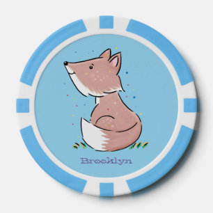 Cute baby fox cartoon illustration poker chips