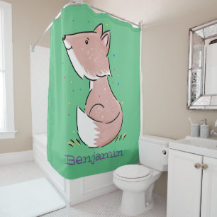Cute baby fox cartoon illustration shower curtain