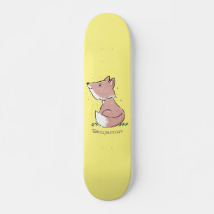 Cute baby fox cartoon illustration skateboard
