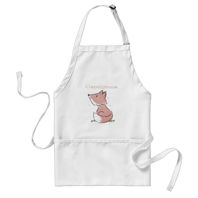 Cute baby fox cartoon illustration standard apron (Front)