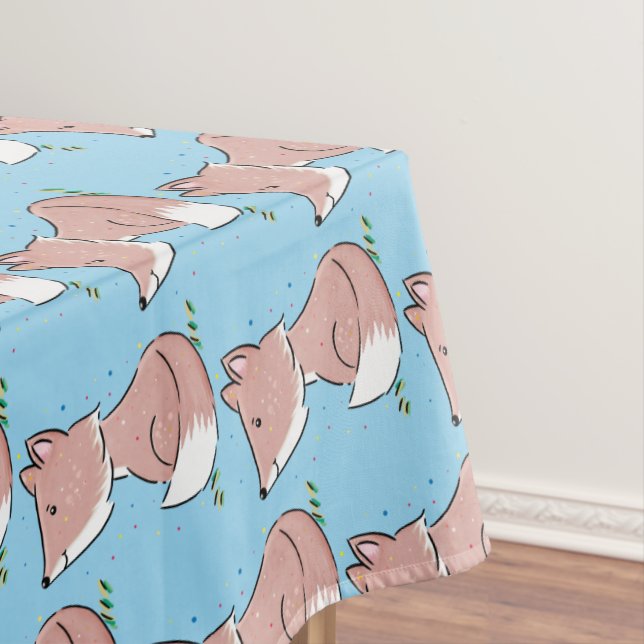 Cute baby fox cartoon illustration  tablecloth (In Situ)