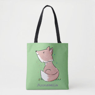 Cute baby fox cartoon illustration tote bag