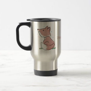 Cute baby fox cartoon illustration travel mug