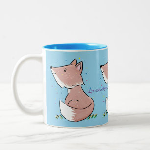Cute baby fox cartoon illustration Two-Tone coffee mug