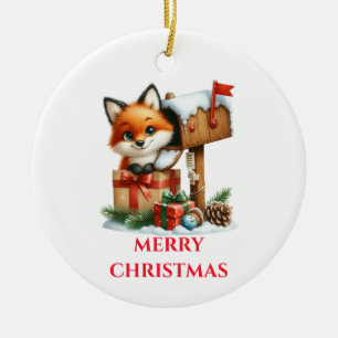 Cute Baby Fox Christmas Ceramic Tree Decoration