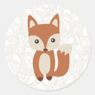 Cute Baby Fox Classic Round Sticker