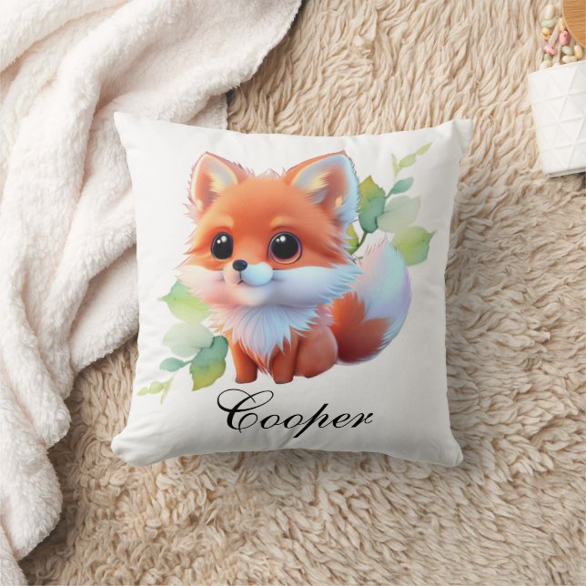 Cute baby fox Forest woodland friends botanical  Cushion (Blanket)
