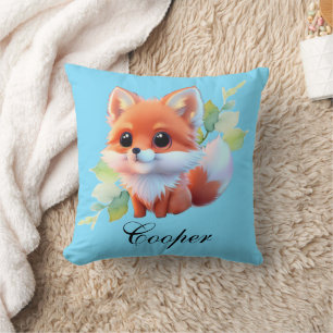 Cute baby fox Forest woodland friends botanical  Cushion