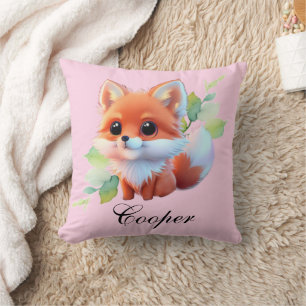 Cute baby fox Forest woodland friends botanical  Cushion