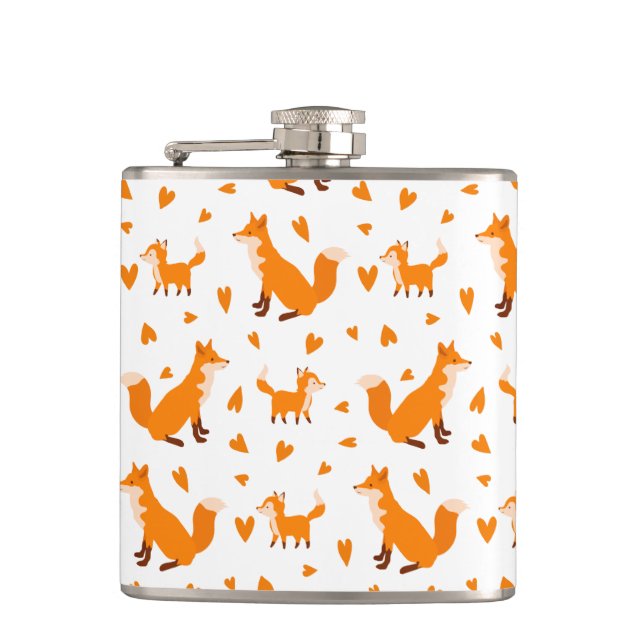 Cute Baby Fox Happy Mothers Day Wild Animal Hip Flask (Front)