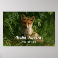 Cute Baby Fox in a Green Forest Business