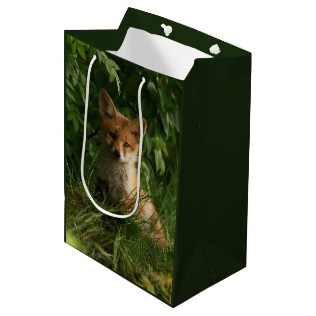 Cute Baby Fox in a Green Forest Medium Gift Bag (Front Angled)
