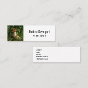 Cute Baby Fox in a Green Forest Mini Business Card