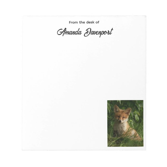 Cute Baby Fox in a Green Forest Notepad (Front)
