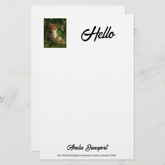 Cute Baby Fox in a Green Forest Stationery (Front/Back)