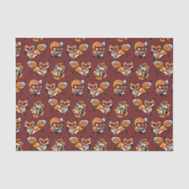 Cute Baby Fox Pattern Tissue Paper (Front)