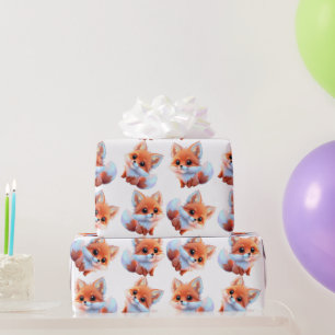 Cute baby fox pattern  wrapping paper