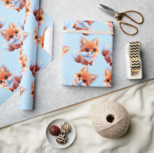 Cute baby fox pattern wrapping paper