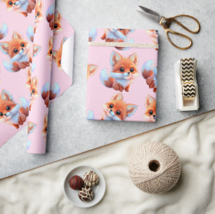 Cute baby fox pattern wrapping paper